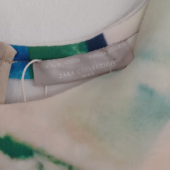 NWT Zara Watercolor Neoprene Mheath Scuba Bodycon Dress sz S - Picture 7 of 16